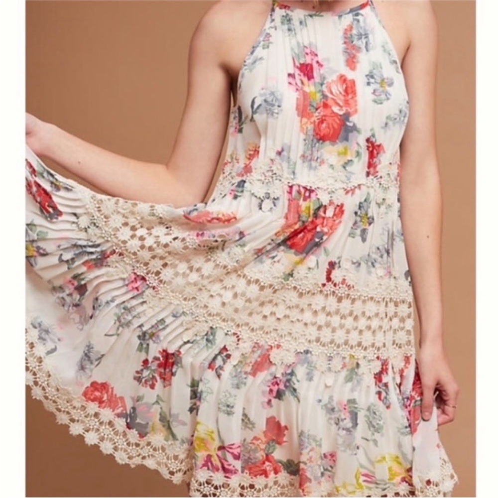Anthropologie Ranna Gill Dress Kalila Floral Romantic Lace Babydoll Crochet